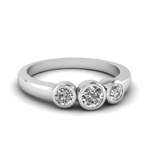 atjewels White CZ 18K White Gold Over .925 Sterling Silver Three Stone Engagement Ring MOTHER'S DAY SPECIAL OFFER - atjewels.in