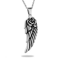 atjewels 14K White Gold Over 925 Sterling Silver Rose Angel Wing Pendant for Unisex - atjewels.in