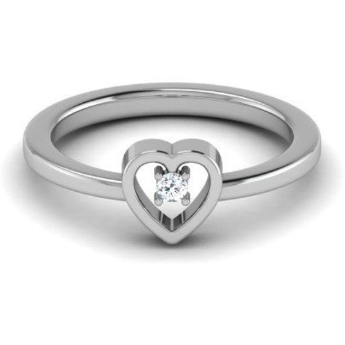 atjewels 14K White Gold Over Sterling in Prong set Heart Ring for Women's MOTHER'S DAY SPECIAL OFFER - atjewels.in