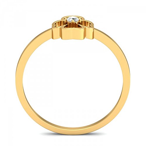 atjewels 18K Yellow Gold On Solid 925 Sterling Silver White Simulated Diamond Solitaire Flower Ring MOTHER'S DAY SPECIAL OFFER - atjewels.in