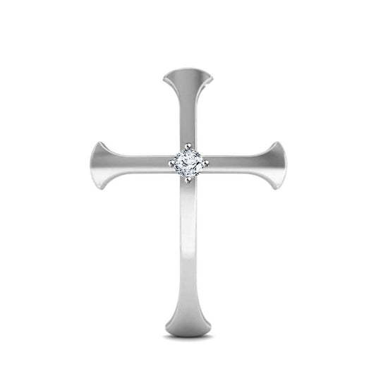 atjewels Cross Pendant In 14k White Gold Plated on 925 Silver White Zirconia MOTHER'S DAY SPECIAL OFFER - atjewels.in