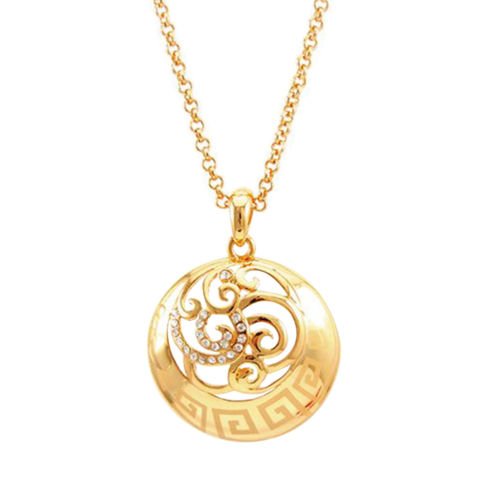 atjewels Round Cut White CZ 14k Yellow Gold Over .925 Sterling Silver Fashion Pendant & Earrings For Girl's & Women's - atjewels.in