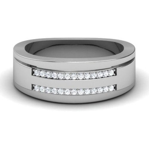 atjewels 14K White Gold Over Sterling White CZ Wedding Band Ring for Women's MOTHER'S DAY SPECIAL OFFER - atjewels.in