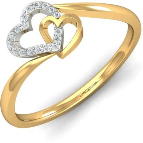 Anopchand Tilokchand Jewellers 0.18 Ct 14K Yellow Gold Over Sterling Round White Cz Cross Heart Ring For Women - atjewels.in