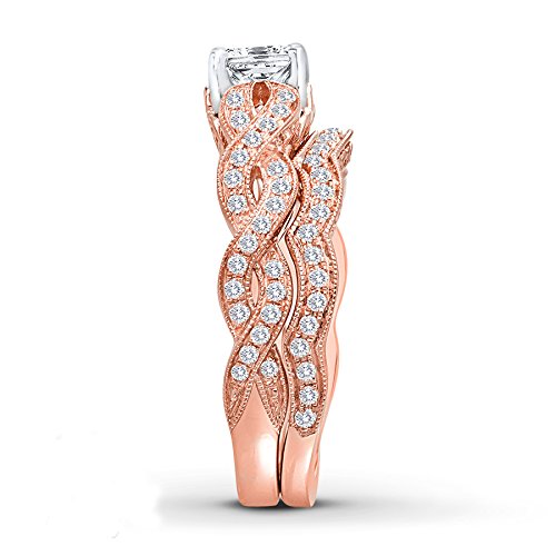 atjewels 14k Rose Gold Over .925 Silver 1.25 CT BRIDAL SET Princess Cut Engagement Ring MOTHER'S DAY SPECIAL OFFER - atjewels.in