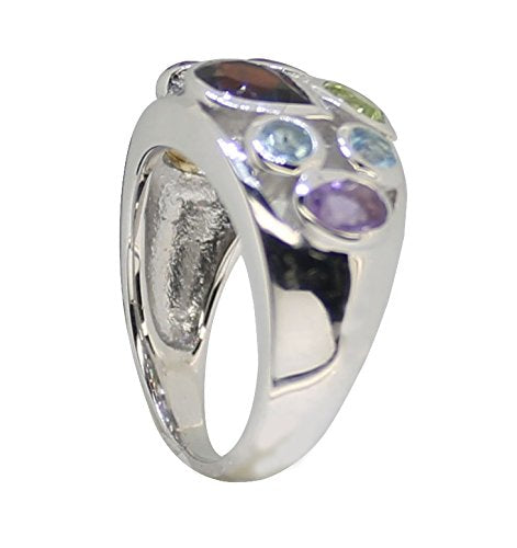 atjewels bezel set gemstones In Sterling Silver Cocktail Ring Size US 6 MOTHER'S DAY SPECIAL OFFER - atjewels.in