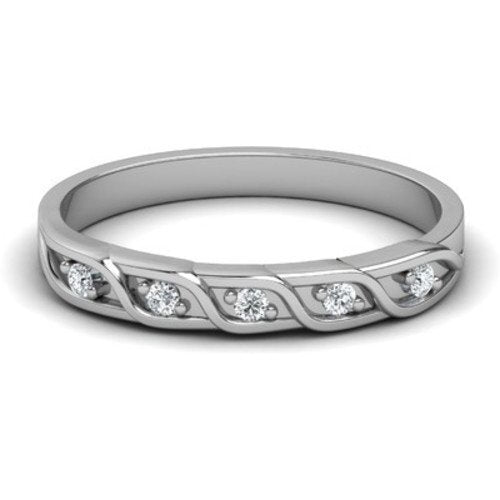 atjewels 14K White Gold Over Sterling White CZ Wedding Band Ring for Women's MOTHER'S DAY SPECIAL OFFER - atjewels.in
