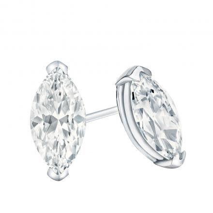 atjewls .925 Sterling Silver Marquis Cut White Diamond Solitaire Stud Earrings - atjewels.in
