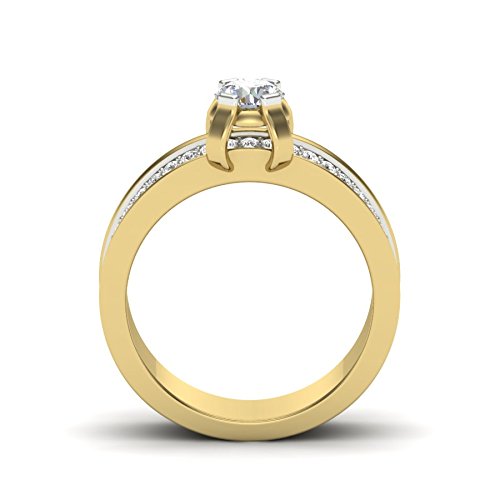 atjewels 18K Two Tone Gold Over White Diamond Solitaire w/Accents Engagement Ring in 925 Silver MOTHER'S DAY SPECIAL OFFER - atjewels.in
