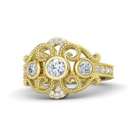 atjewels 14k Yellow Gold On 925 Silver White Simulated Diamond  Princess M Engagement Ring MOTHER'S DAY SPECIAL OFFER - atjewels.in