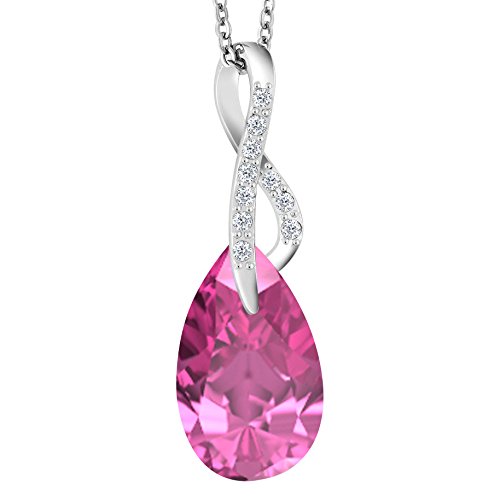 atjewels Pear & Round Cut Selectable Gemstone & White CZ .925 Sterling Silver Infinity Pendant For Girl's & Women's For Christmas Special - atjewels.in