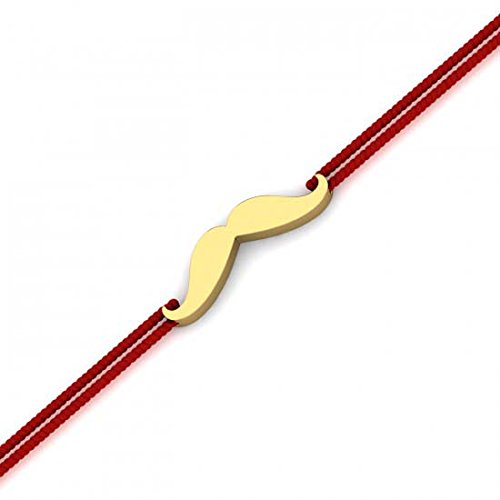 atjewels 14K Yellow Gold Over .925 Sterling Silver Mustache Rakhi Cum Broach For Growing Brother MOTHER'S DAY SPECIAL OFFER - atjewels.in