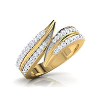 atjewels Round White CZ Bypass Ring for 18K Two Tone Gold Over .925 Sterling Silver. MOTHER'S DAY SPECIAL OFFER - atjewels.in