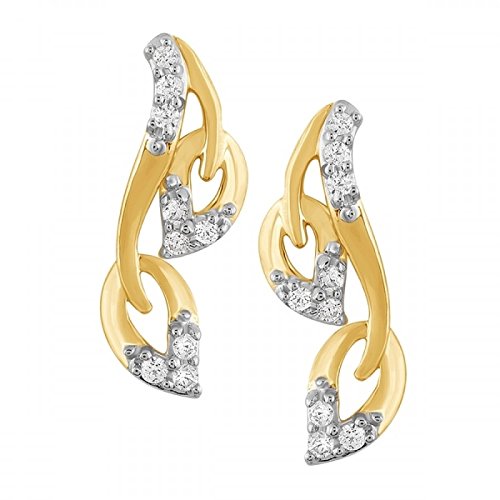 atjewels Leaf Stud Earrings Round White Zirconia in 14K Twotone Gold Over 925 Sterling Silver For Women's MOTHER'S DAY SPECIAL OFFER - atjewels.in