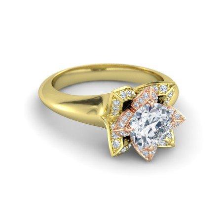 atjewels 14K Two tone Gold Over 925 Silver White CZ  Princess T Engagement & Anniversary Ring MOTHER'S DAY SPECIAL OFFER - atjewels.in