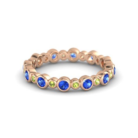 Blue Sapphire 14k Rose Gold Over .925 Sterling Seed & Pod Eternity Band Ring MOTHER'S DAY SPECIAL OFFER - atjewels.in
