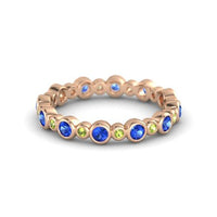 Blue Sapphire 14k Rose Gold Over .925 Sterling Seed & Pod Eternity Band Ring MOTHER'S DAY SPECIAL OFFER - atjewels.in