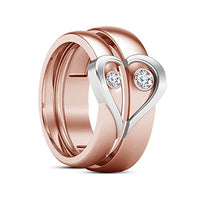 atjewels Elegant Couple Heart Ring in Round White Zirconia 14K Gold Plated on 925 Silver - atjewels.in