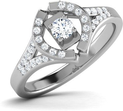 atjewels 14K White Gold Over Sterling in Prong Set Anniversary Ring for Women's For Women's MOTHER'S DAY SPECIAL OFFER - atjewels.in