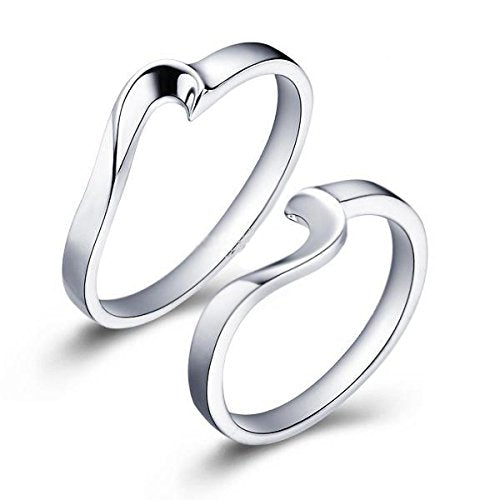 atjewels Women's Offers 14K White Gold Over Sterling Silver Heart Couple Ring MOTHER'S DAY SPECIAL OFFER - atjewels.in