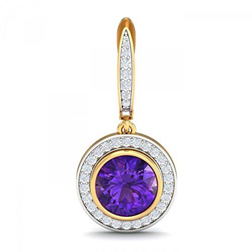 atjewels 14K Yellow Gold Over on .925 Sterling Silver Round Cut amethyst & White CZ Drop Earrings For Women's MOTHER'S DAY SPECIAL OFFER - atjewels.in