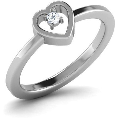 atjewels 14K White Gold Over Sterling in Prong set Heart Ring for Women's MOTHER'S DAY SPECIAL OFFER - atjewels.in