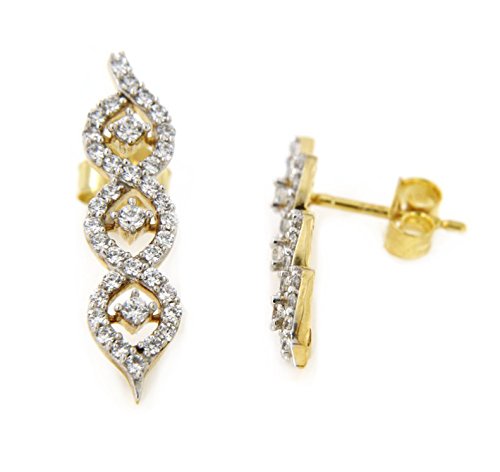 atjewels 1.55 CT with 18K Yellow Gold Over Sterling Silver Round Cut White CZ Stylish Drop Dangle Earrings MOTHER'S DAY SPECIAL OFFER - atjewels.in