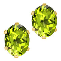 atjewels 14K Yellow Gold Over Sterling Silver Oval Olive Peridot Stud Earrings For Women's MOTHER'S DAY SPECIAL OFFER - atjewels.in