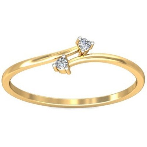 atjewels 0.04 CT 14K Yellow Gold Over Sterling White CZ Diamond Bypass Ring for Women's MOTHER'S DAY SPECIAL OFFER - atjewels.in