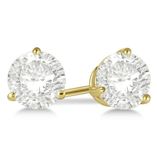 atjewels 14K Yellow Gold Over .925 Silver Round CZ 3-Prong Setting In Anniversary Stud Earrings MOTHER'S DAY SPECIAL OFFER - atjewels.in