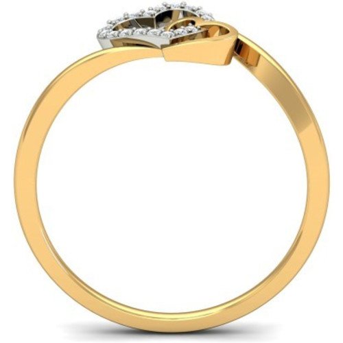 Anopchand Tilokchand Jewellers 0.18 Ct 14K Yellow Gold Over Sterling Round White Cz Cross Heart Ring For Women - atjewels.in