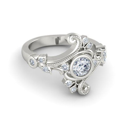 atjewels Platinum Over 925 Silver White Cubic Zirconia Disney Engagement and Flamenco Ring For Womens MOTHER'S DAY SPECIAL OFFER - atjewels.in