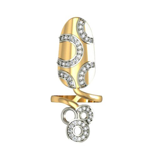 atjewels Round Cut White CZ 14k Yellow Gold .925 Sterling Silver Adjustable Nail Ring For Girl's & Women's For MOTHER'S DAY SPECIAL OFFER - atjewels.in