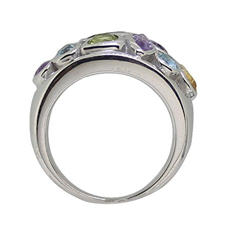 atjewels bezel set gemstones In Sterling Silver Cocktail Ring Size US 6 MOTHER'S DAY SPECIAL OFFER - atjewels.in