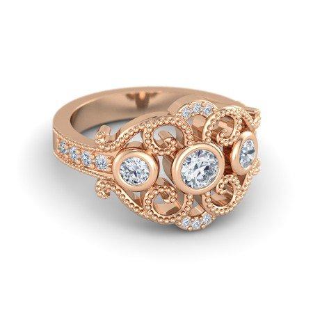 atjewels 14k Rose Gold On 925 Silver White Simulated Diamond  Princess M Engagement Ring MOTHER'S DAY SPECIAL OFFER - atjewels.in