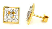 atjewels 14K Yellow Gold On 925 Silver Square Pendant and Earrings Set MOTHER'S DAY SPECIAL OFFER - atjewels.in