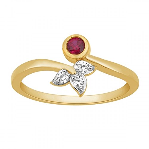 atjewels 14K Twotone Gold Over 925 Sterling Silver Round Red Garnet and White Zirconia Bypass Leaf Ring For Women's MOTHER'S DAY SPECIAL OFFER - atjewels.in