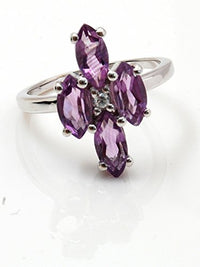 atjewels 925 Sterling Silver Marquise Cut Amethyst Flower Ring Size US 6.5 MOTHER'S DAY SPECIAL OFFER - atjewels.in