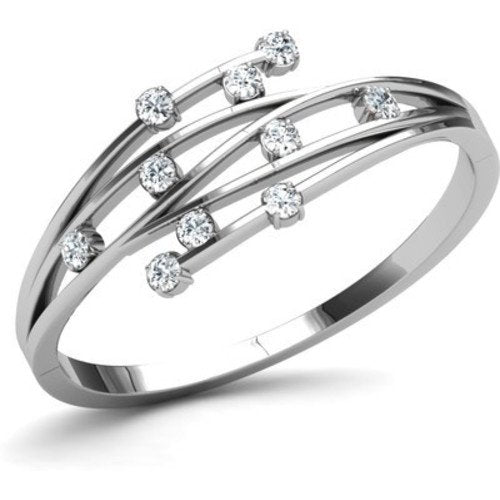 atjewels 14K White Gold Over Sterling White CZ Bypass Ring for Women's MOTHER'S DAY SPECIAL OFFER - atjewels.in