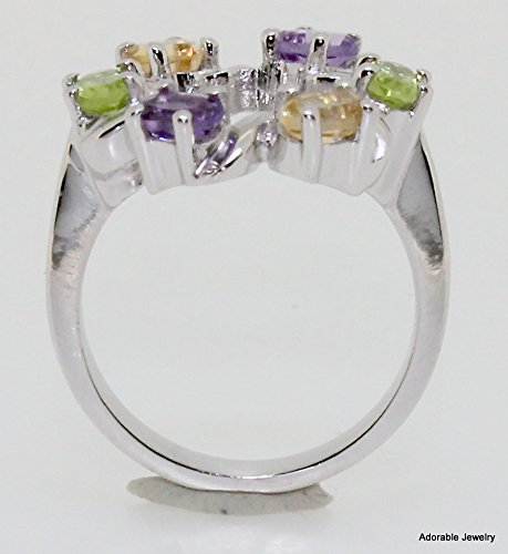 atjewels 925 Sterling Silver Oval Cut MultiColor Stone Cocktail Ring Size US 6.5 MOTHER'S DAY SPECIAL OFFER - atjewels.in