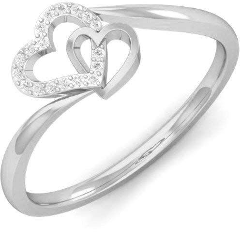 Anopchand Tilokchand Jewellers 0.18 Ct 14K White Gold Over Sterling Round White Cz Cross Heart Ring for Women - atjewels.in