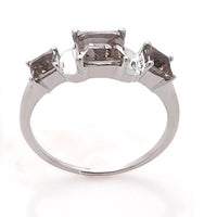 atjewels Princess Smoky Quartz In Sterling Silver Three Stone Ring Size US 7 MOTHER'S DAY SPECIAL OFFER - atjewels.in