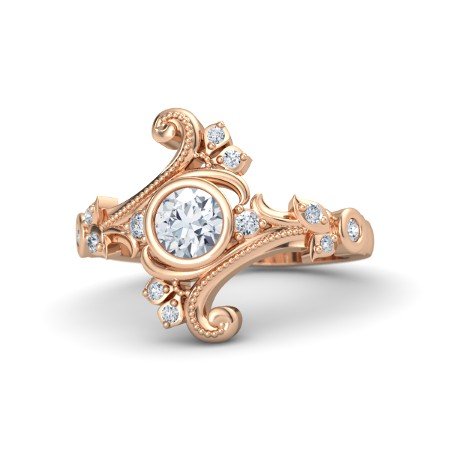 atjewels 14K Rose Gold Over 925 Silver White Cubic Zirconia Disney Engagement and Flamenco Ring For Womens MOTHER'S DAY SPECIAL OFFER - atjewels.in
