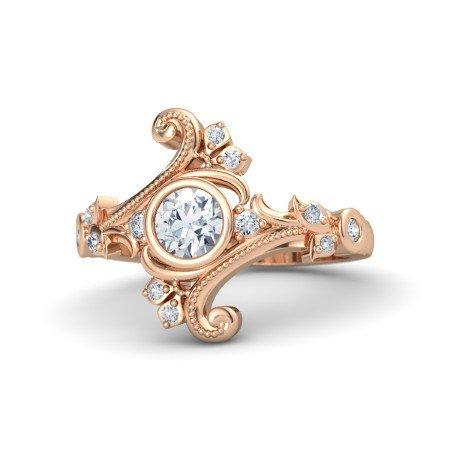atjewels 14K Rose Gold Over 925 Silver White Cubic Zirconia  Engagement and Flamenco Ring For Womens MOTHER'S DAY SPECIAL OFFER - atjewels.in