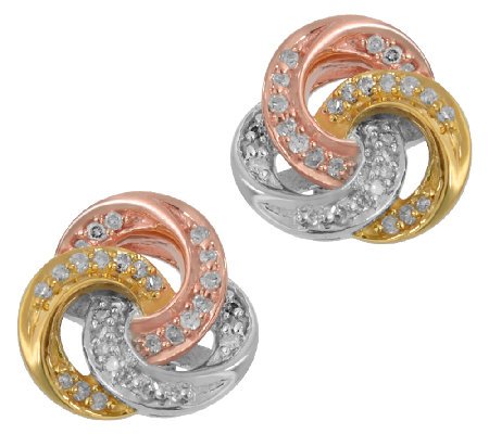 atjewels White CZ Diamond Knot Stud Earrings 1/5 CTTW 18K Gold Plated .925 Silver For Women's MOTHER'S DAY SPECIAL OFFER - atjewels.in