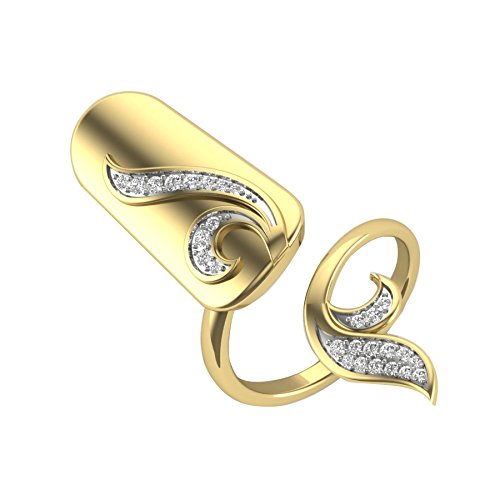 atjewels Round Cut White CZ 14k Yellow Gold Over .925 Sterling Silver Leaf Adjustable Nail Ring For Girl's & Women's For MOTHER'S DAY SPECIAL OFFER - atjewels.in