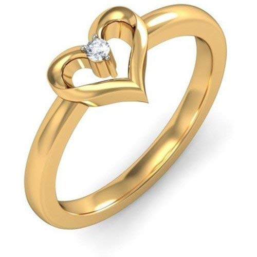 Anopchand Tilokchand Jewellers 1/2 CT Round Cut White Cubic Zirconia 14K Yellow Gold Over 925 Sterling Silver Love Heart Engagement Wedding Anniversary Ring for Women's - atjewels.in