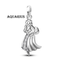 atjewels Solid 925 Sterling Silver Round Cut White Cubic Zirconia Aquarius Zodiac Pendant MOTHER'S DAY SPECIAL OFFER - atjewels.in