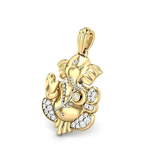 atjewels Special Ganesh 18K Yellow Gold Plated on 925 Sterling Silver Round White Diamond Ashtavinayak Morya Pendant MOTHER'S DAY SPECIAL OFFER - atjewels.in