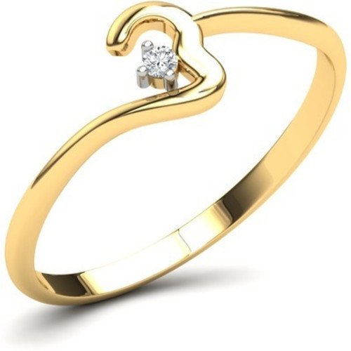 atjewels 0.015 CT 14K Yellow Gold Over Sterling White CZ Diamond Cut Heart Ring for Women's MOTHER'S DAY SPECIAL OFFER - atjewels.in